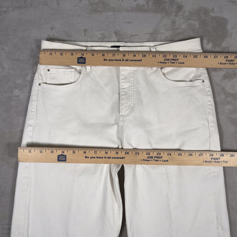 Ann Taylor Women's Jeans The Wide Leg Fringe Hem Neutral Casual 8 Cream - Picture 4 of 7